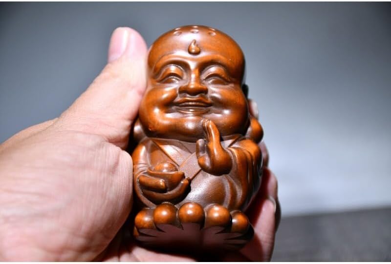 Handcrafted Boxwood Buddhist Monk Statue Decor