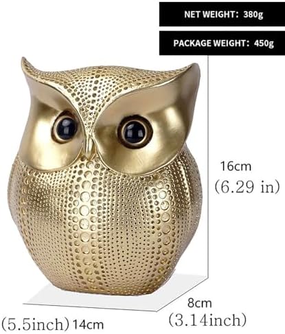 YIKESSHU Gold Owl Sculpture Modern Art Desk Decor