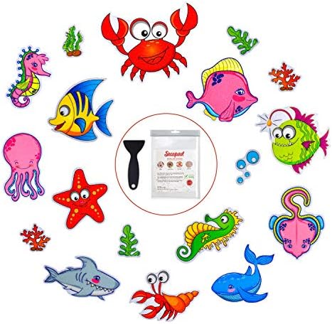 Secopad Non-Slip Bathtub Stickers 18 PCS Sea Fish Decal