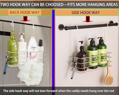 Seltomer 360 Swivel Shower Caddy with Hooks and Large Basket