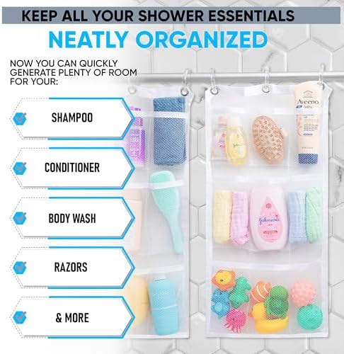 Handy Laundry Shower Curtain Organizer with 9 Pockets 1