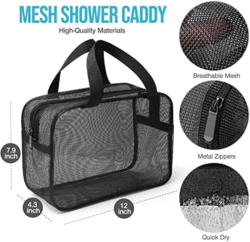Gocvo Mesh Shower Caddy Bag - Black Large