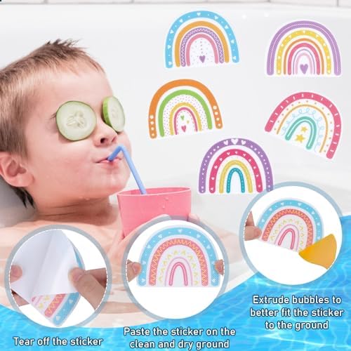 Whaline 20Pcs Boho Rainbow Non Slip Bath Stickers