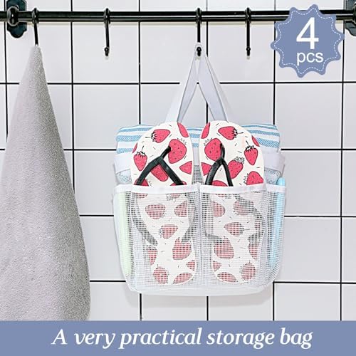 Hillban 4 Pcs Mesh Shower Caddy with 8 Pockets