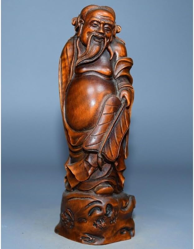 Handcrafted Boxwood Eight Immortals Han Zhongli Statue Decor