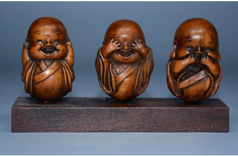 LimpaC Mini Boxwood Buddha Statues Set