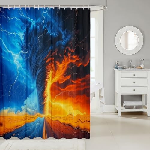 Erosebridal Ice Fire Tornado Shower Curtain Set 72x72