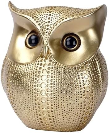 YIKESSHU Gold Owl Sculpture Modern Art Desk Decor