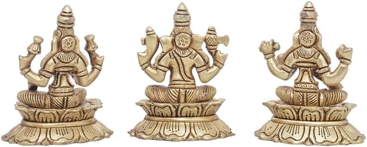 Statuestudio Brass Laxmi Ganesh Saraswati Idol Set
