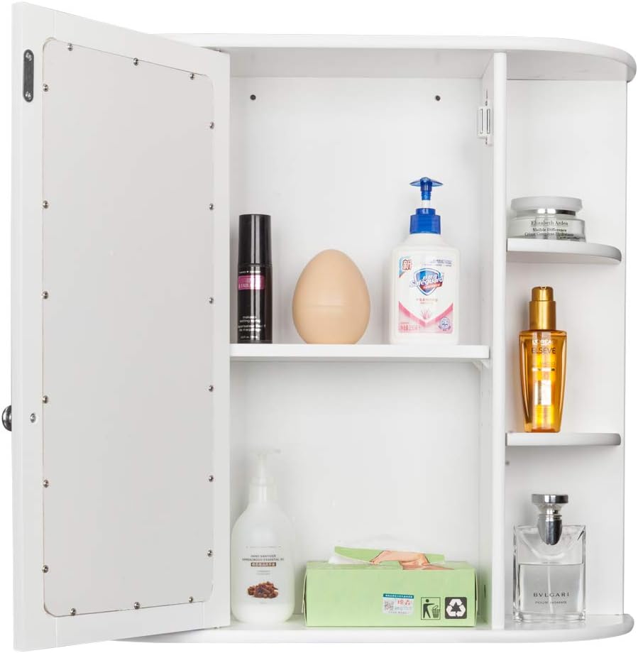 Volowoo Wall Mounted Mirror Cabinet with 3-Tier Storage