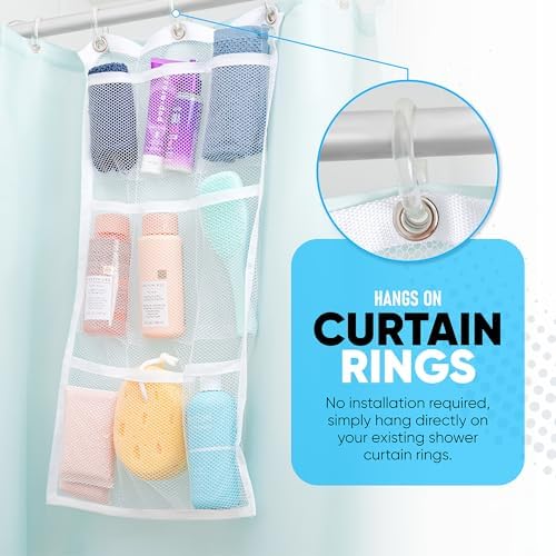 Handy Laundry Shower Curtain Organizer with 9 Pockets 1
