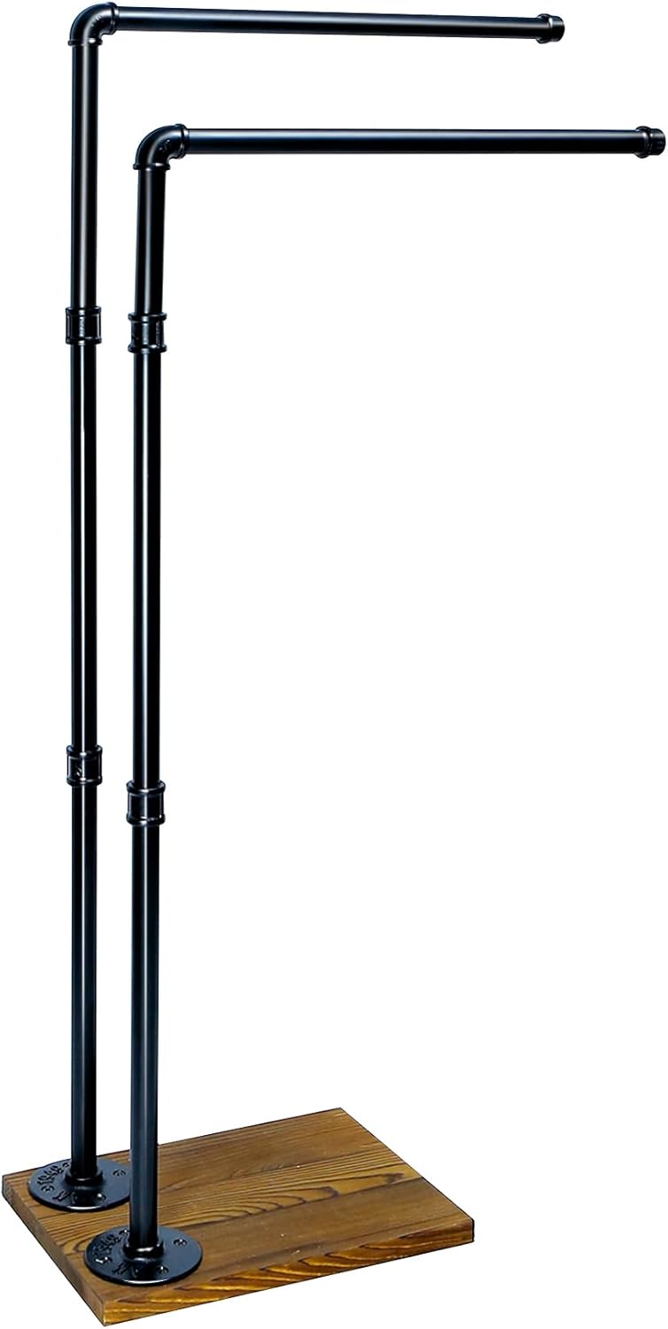 40 Inch 2-Tier Free Standing Towel Rack with Wooden Base