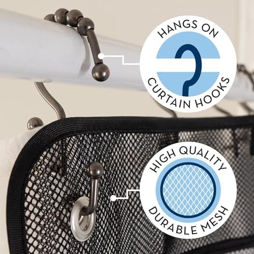 ST INC Shower Caddy - 14x30 Black 7 Pockets for Storage