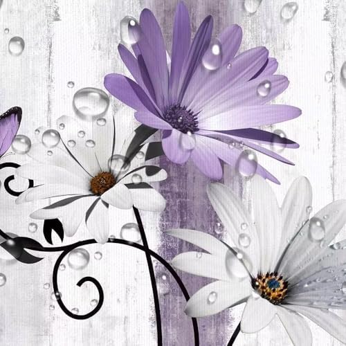 4PCS Rustic Purple Flower Farmhouse Shower Curtain Set