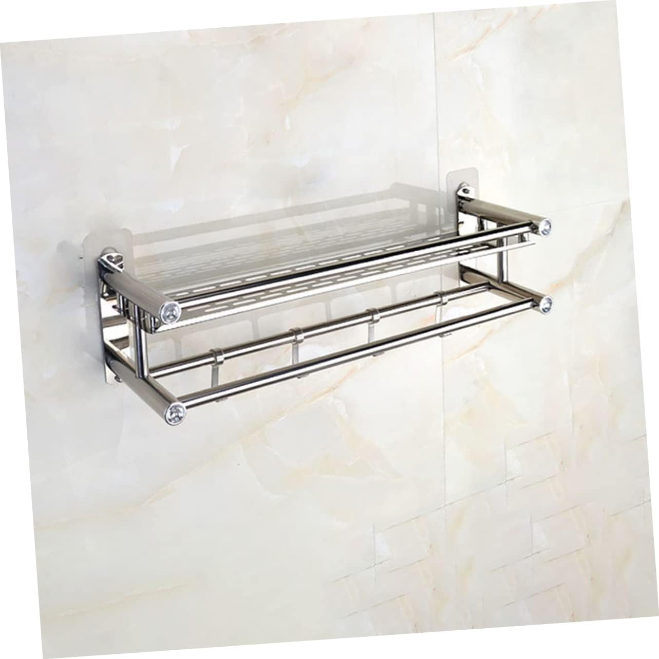 Stainless Steel Bathroom Shelf With Towel Bar Holder