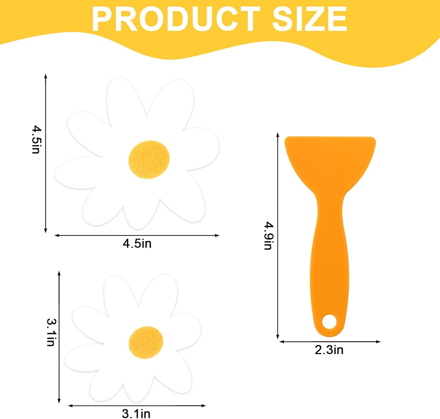 24Pcs White Daisy Non Slip Bathtub Sticker with Scraper 1
