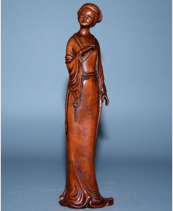 LimpaC Mini Boxwood Woman Statue Handcrafted Decor