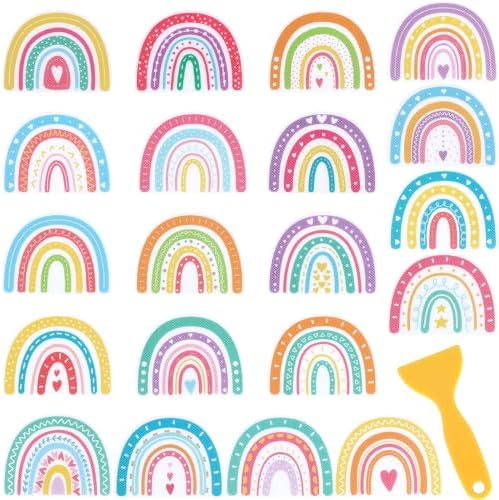 Whaline 20Pcs Boho Rainbow Non Slip Bath Stickers