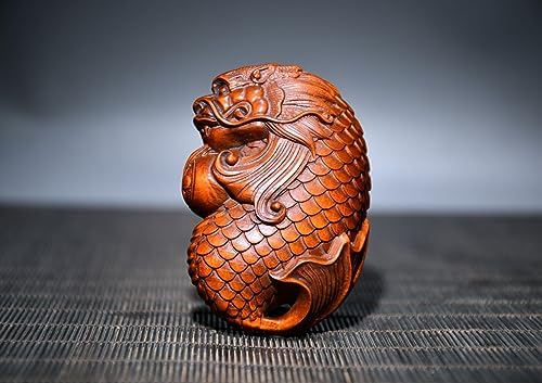 LimpaC Collection Boxwood Fish-Changed Dragon Statue