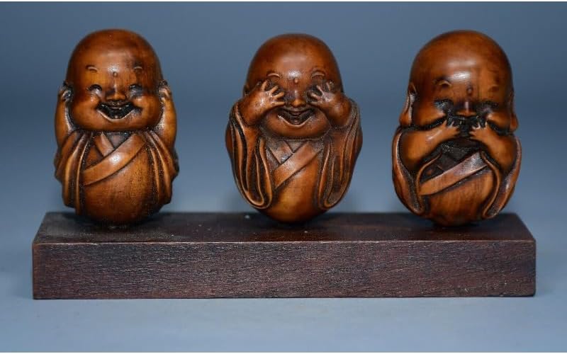 LimpaC Mini Boxwood Buddha Statues Set