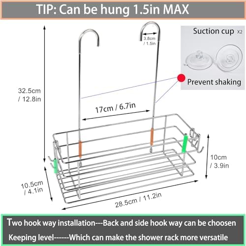 Seltomer 360 Swivel Shower Caddy with Hooks and Large Basket