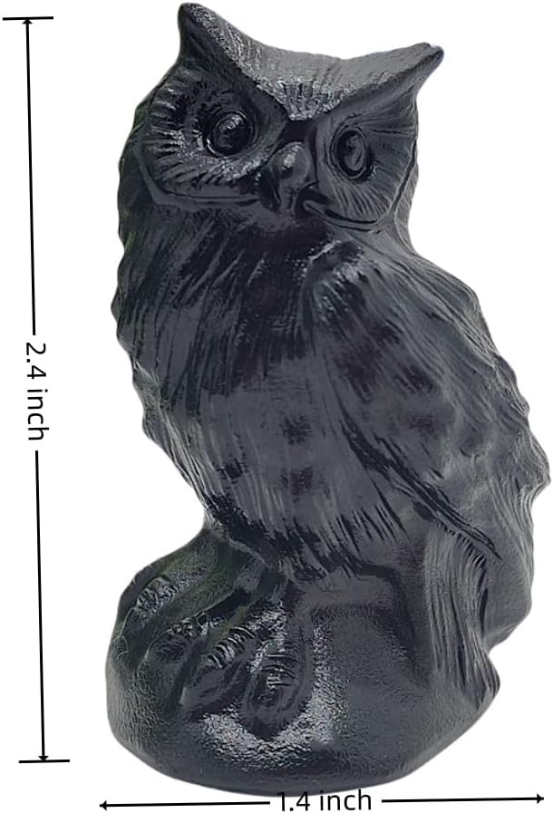 Natural Obsidian Owl Skull Figurine Decoration