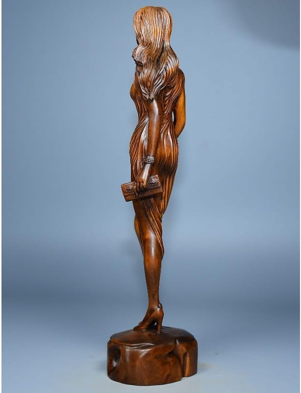 LimpaC Handmade Boxwood Woman Statue - Meditating Beauty Decor