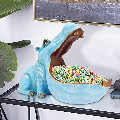 aboxoo Hippo Statue Resin Candy Dish Key Bowl Storage Box