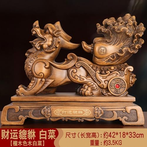 Feng Shui Wealth Statue Resin and Jade Bok Choy Decor
