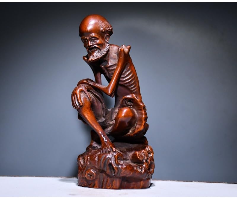 Handmade Boxwood Dharma Statue for Home Decor