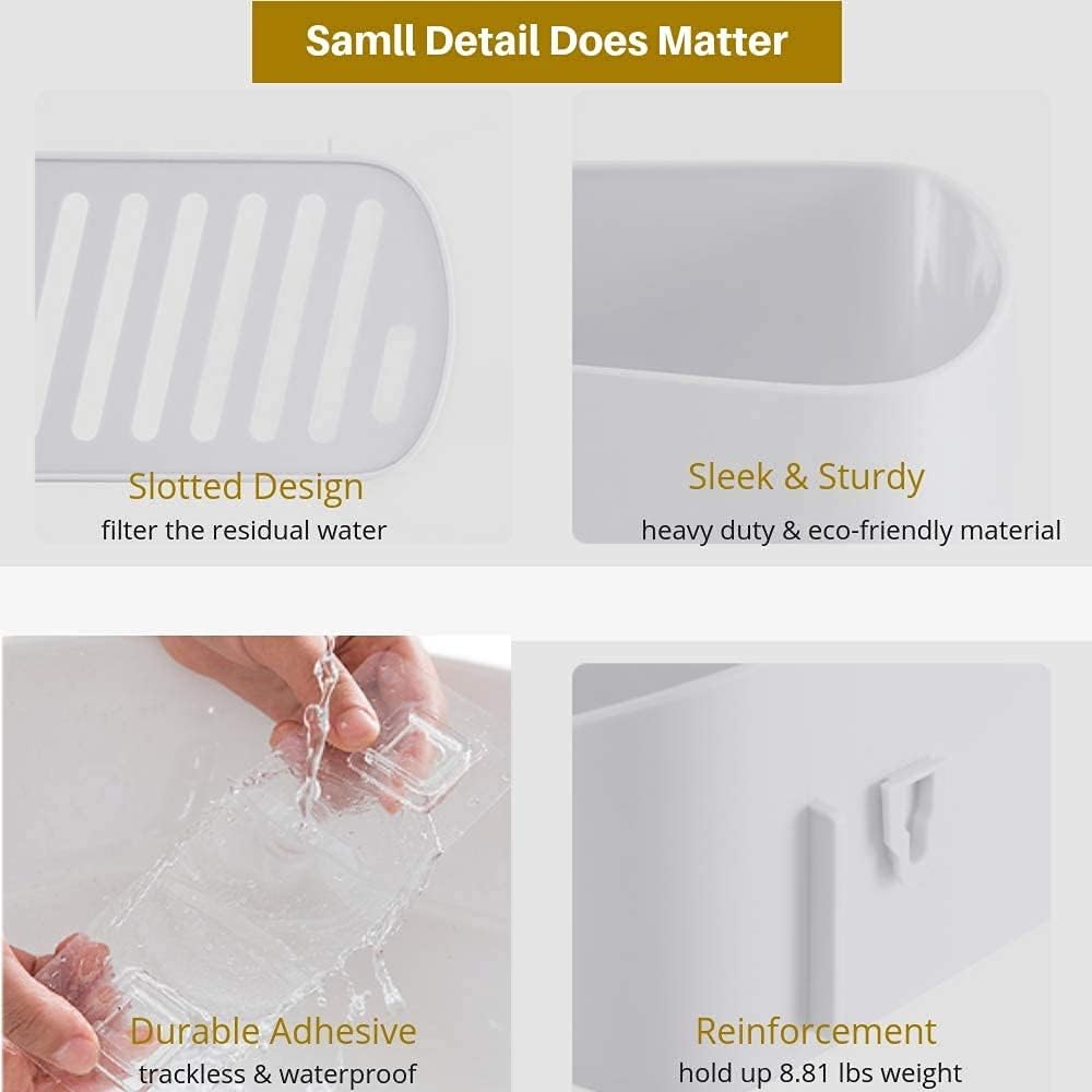 SUNFICON Adhesive Shower Caddy with 2 Clear Stickers