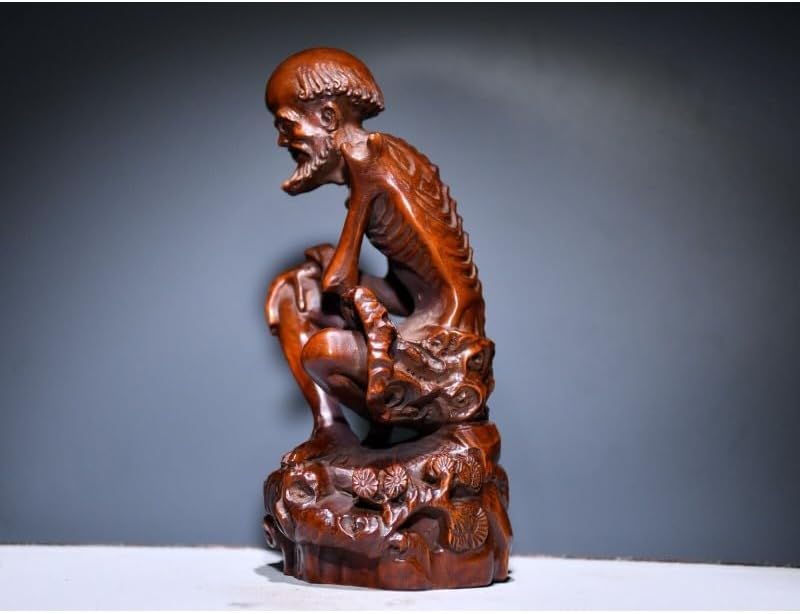 Handmade Boxwood Dharma Statue for Home Decor