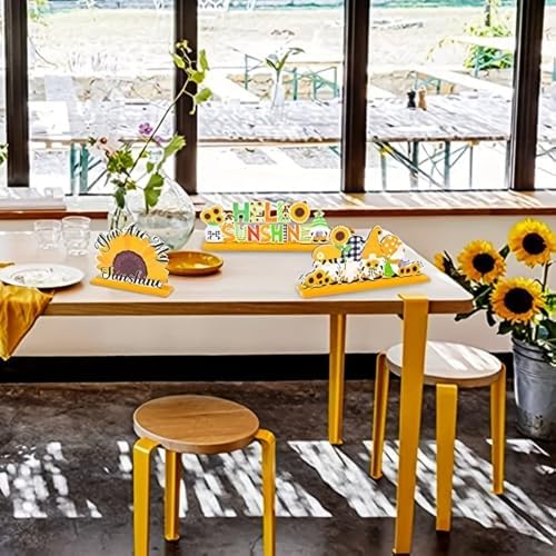Wooden Summer Sunflowers Decor Statues 6pcs Set