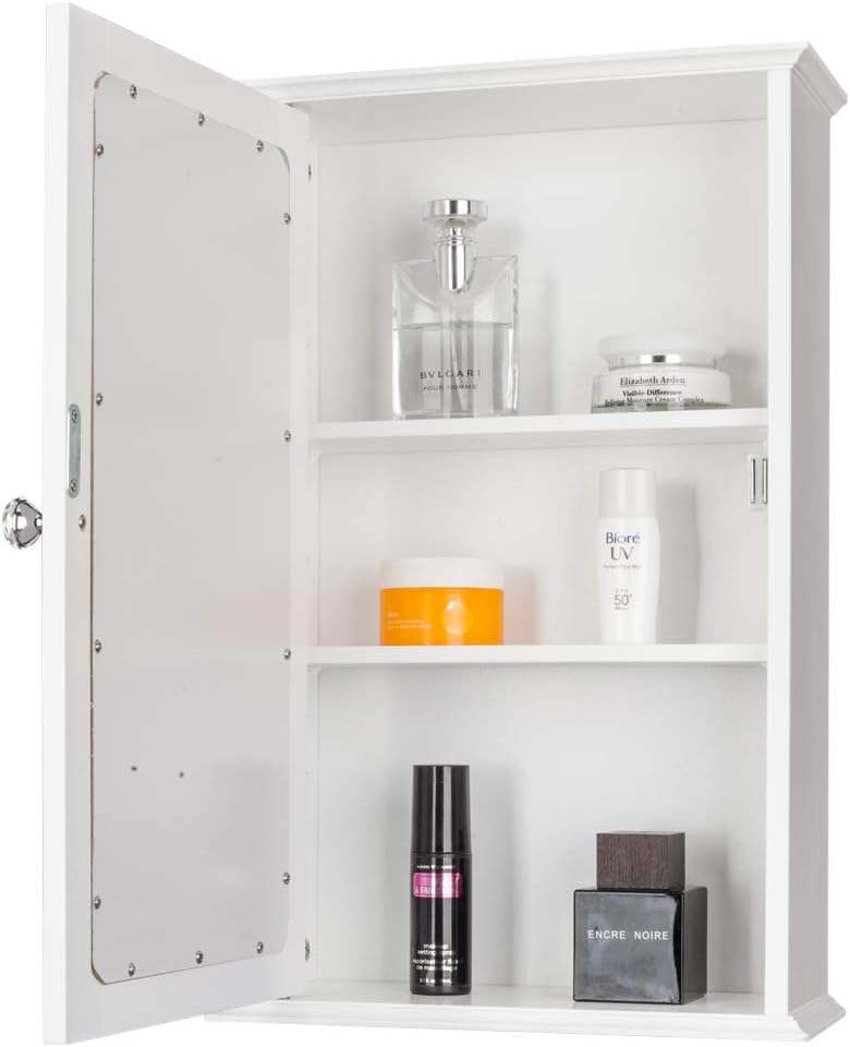Rpuzonier Wall Mounted Cabinet with Mirror and Adjustable Shelves