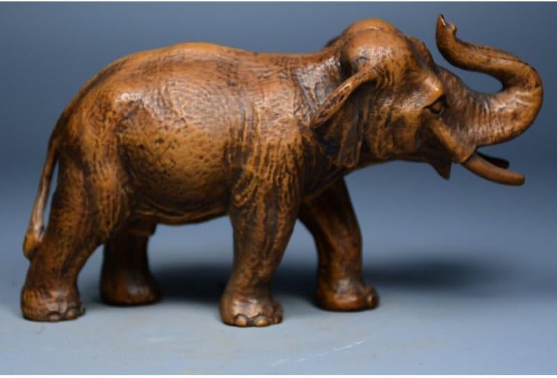 Handcrafted Boxwood Elephant Statue Meditating Decor