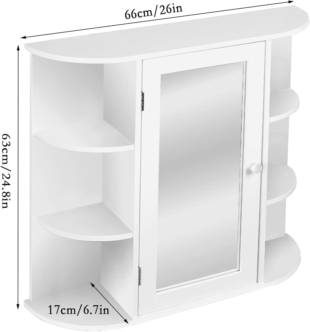SOMY Medicine Cabinet with Mirror 6 Tier Shelves