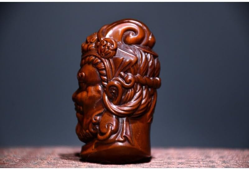 Handmade Boxwood Buddhist Statue Meditating Figurine Decor