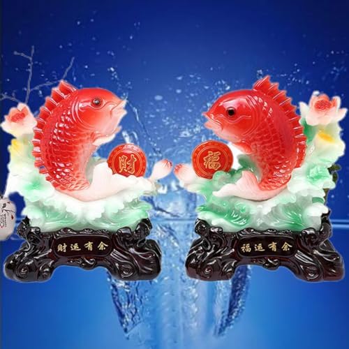 Luxurious Resin Wealth Dragon Fish Sculpture for Feng Shui