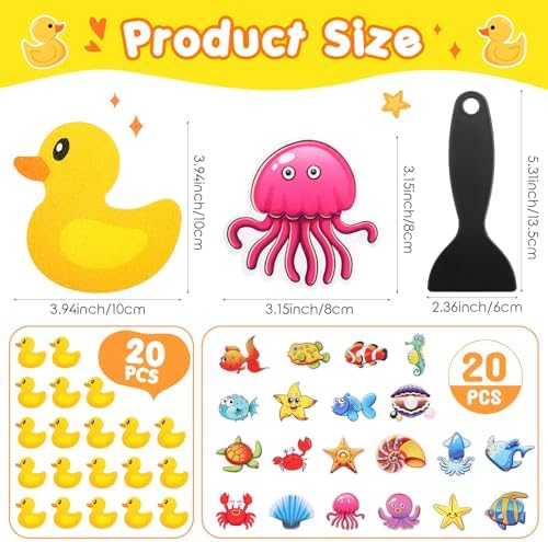 Chiisong 40 Pcs Non-Slip Bathtub Stickers with Scraper