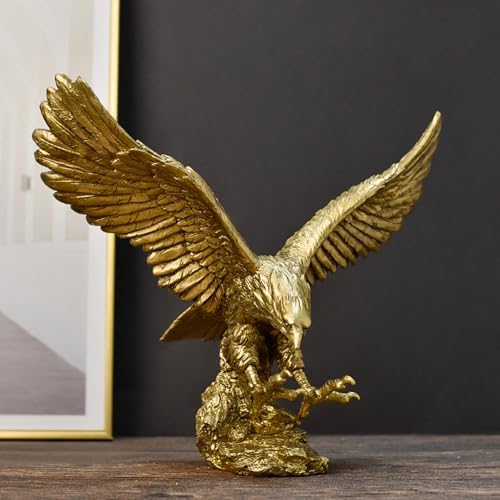 Golden Resin Flying Wild Eagle Statue - L Size