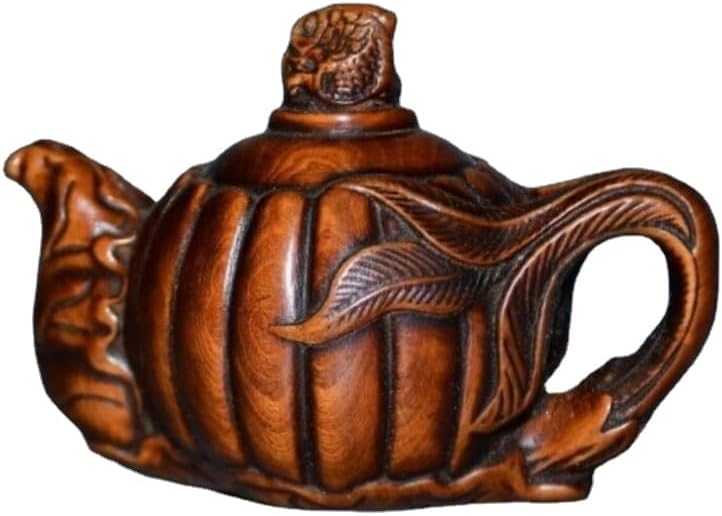 LimpaC Mini Boxwood Lotus Leaf Animal Cyprinoid Teapot Statue
