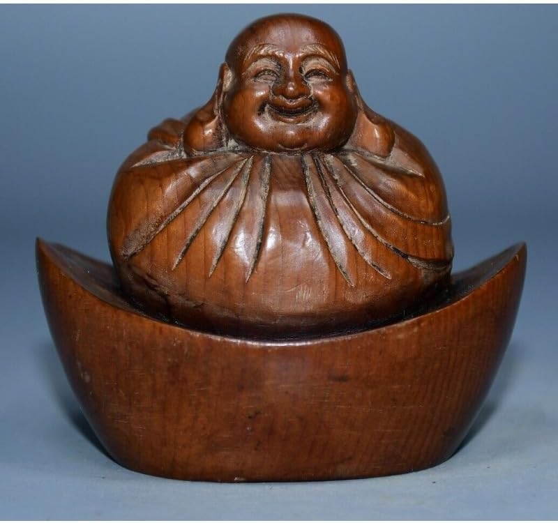 LimpaC Mini Boxwood Maitreya Buddha Sculpture