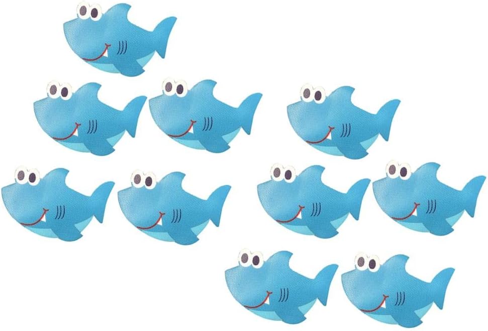 10PCS Blue Shark Bathtub Treads Non-Slip Stickers for Kids