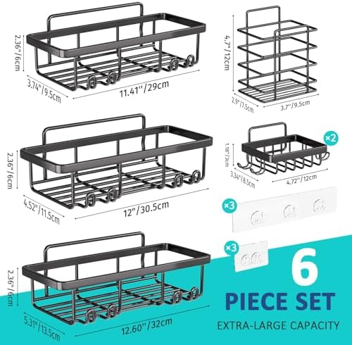 oyenbboi 6-Pack Shower Caddy Organizer Adhesive No Drill Rustproof