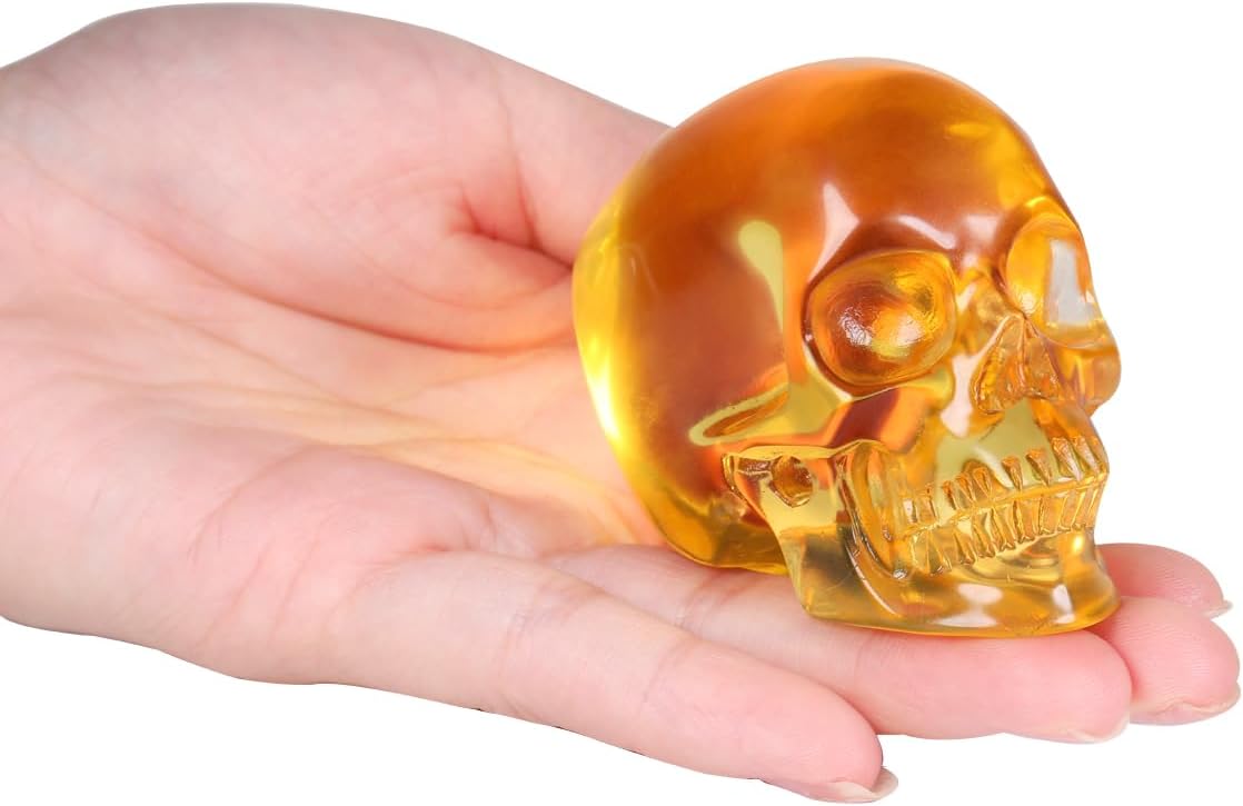 MRSKULL Yellow Glass Crystal Skull Decor Statue