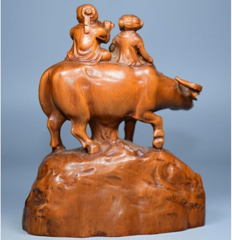 LimpaC Handmade Boxwood Ox Statue Decor