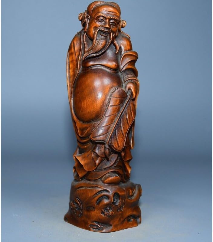 Handcrafted Boxwood Eight Immortals Han Zhongli Statue Decor