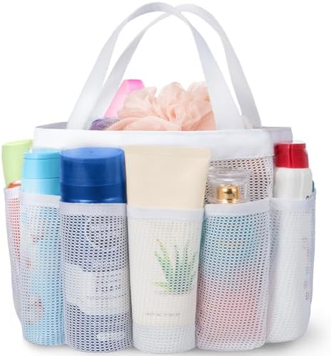 Lifewit Mesh Shower Caddy Portable with 7 Pockets - White