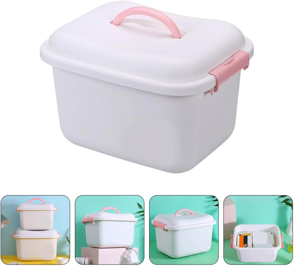 Alipis 1pc Plastic Medicine Cabinet Organizer Case Portable Storage Box