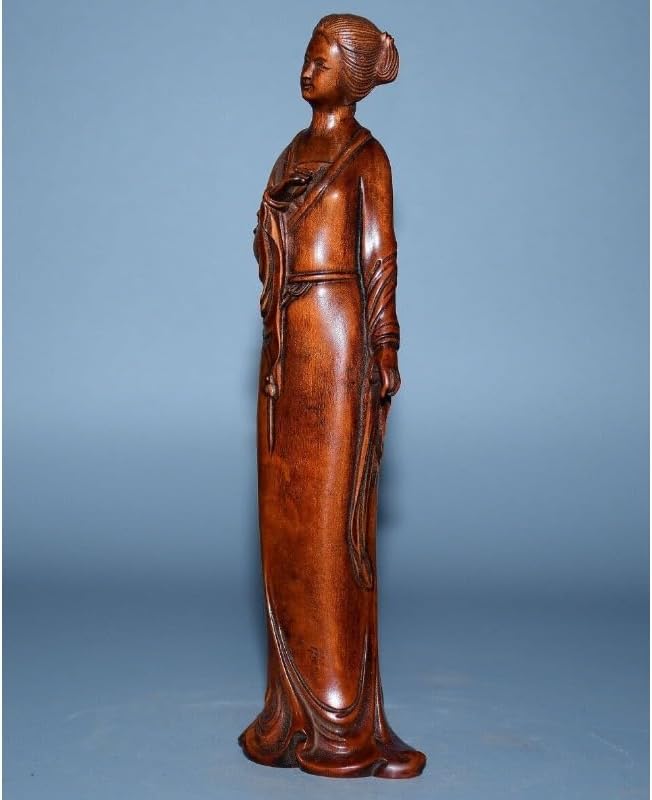 LimpaC Mini Boxwood Woman Statue Handcrafted Decor